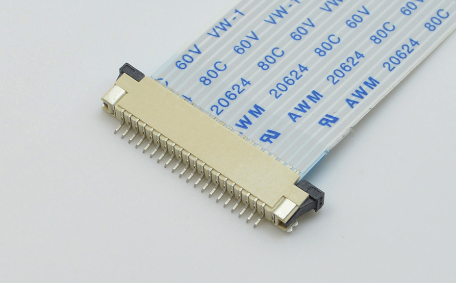 FPC/FFC连接器 0.5MM间距前插后翻 软排线座翻盖上接50P,91免费看视频