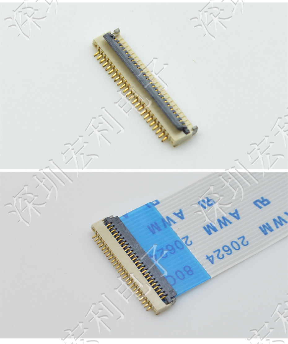 超薄91免费看黄片软件 间距0.5mm-40PIN翻盖 塑高H1.0mm FPC插座超薄